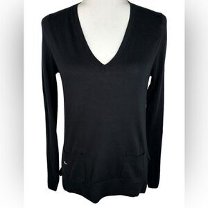 Lacoste Women’s Black V Neck Long Sleeve Knit Sweater